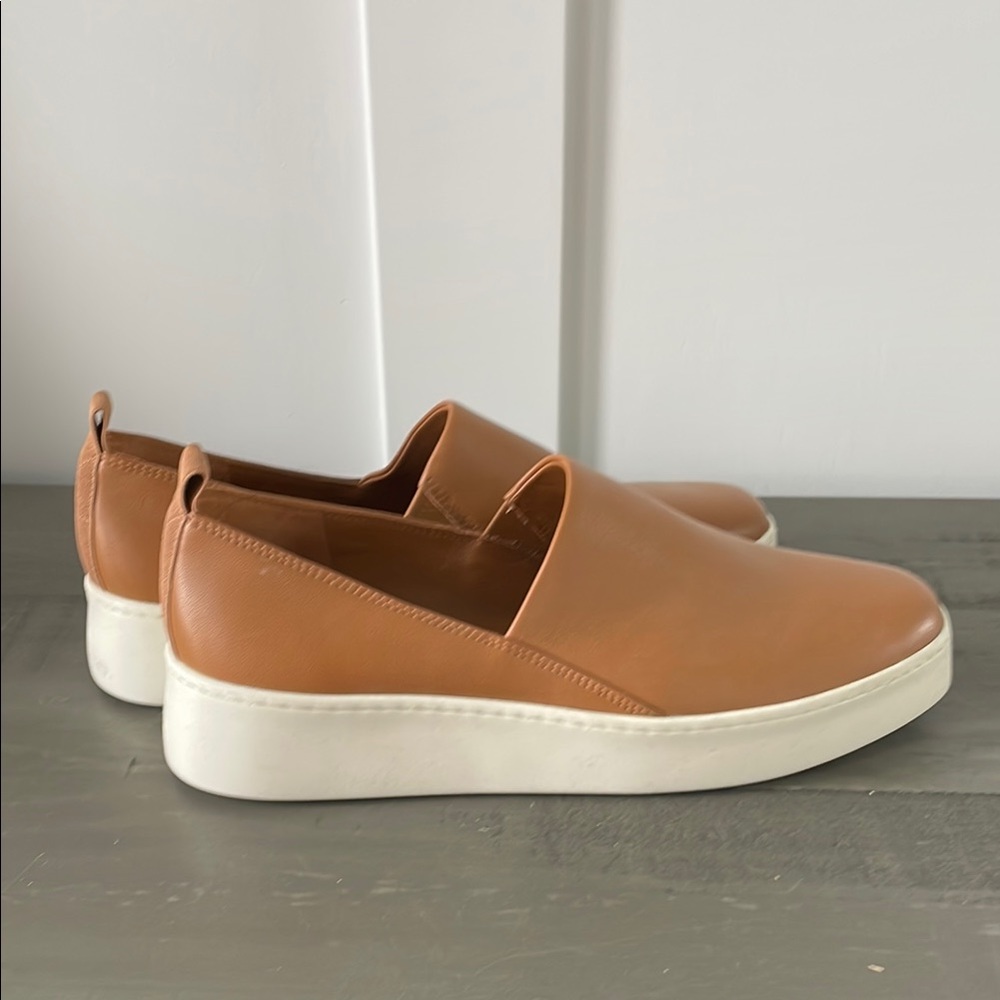 Vince Tan Leather Slip-On Shoes - Picture 2 of 4